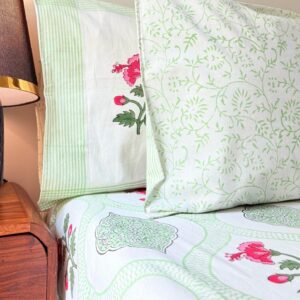 Gudhal Bageecha Handblock King Size Bedsheet