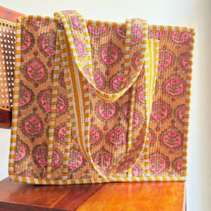 Gulbahar Gold Tote bag with Zip closure