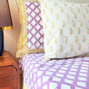 Lavender Baagh Handblock King Size Bedsheet