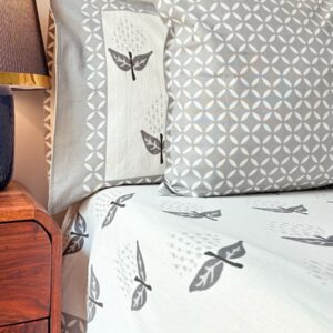 Meadow Flutter Grey King Size Bedsheet