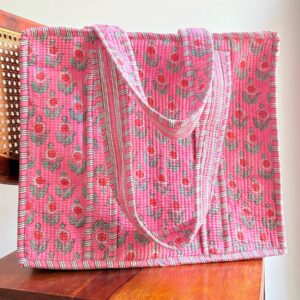 Phoolwari Tote bag with Zip closure