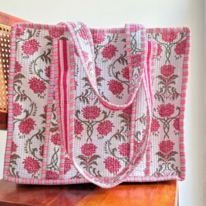 Rosy Trail Large Tote bag with Zip closure