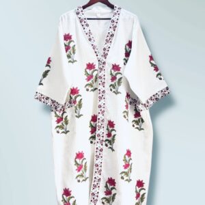 Handblock printed - Waffle Cotton Bathrobe - Unisex