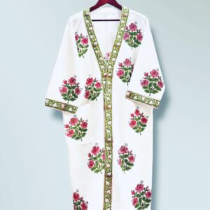 Handblock printed - Waffle Cotton Bathrobe - Unisex