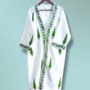 Handblock printed - Waffle Cotton Bathrobe - Unisex