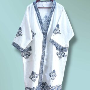 Handblock printed - Waffle Cotton Bathrobe - Unisex