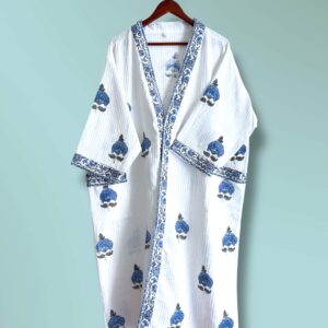 Handblock printed - Waffle Cotton Bathrobe - Unisex