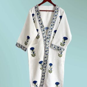 Handblock printed - Waffle Cotton Bathrobe - Unisex